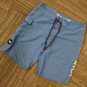 RVCA Board Shorts Mens 32 Blue Good Classic Non-Stretch Cargo Pocket Swim Trunks
